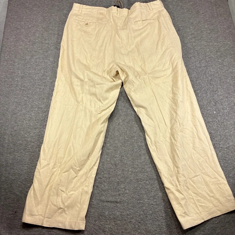 Martinez Montiel Linen Blend Pants Mens 42x31 Tan Relaxed Fit Summer Beach